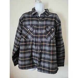 Dickies Plaid Fleece Lined Casual Barn Work Shacket Jacket Shirt Men L Black Gry